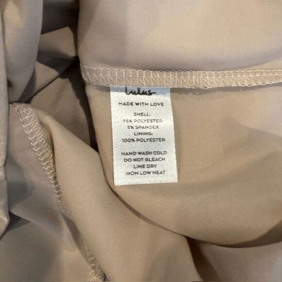 Lulus A Lot of Allure Champagne Satin Ruched Bustier Bodycon Dress Size Small - Picture 9 of 13